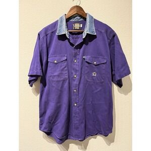 PANHANDLE SLIM ROUGH STOCK SHIRT MENS Size‎ 17 34/35 PURPLE WESTERN COWBOY VTG